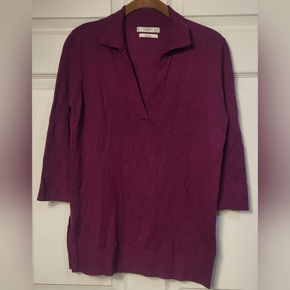 Mango Purple Cashmere V-neck Sweater Size XS - Picture 1 of 7